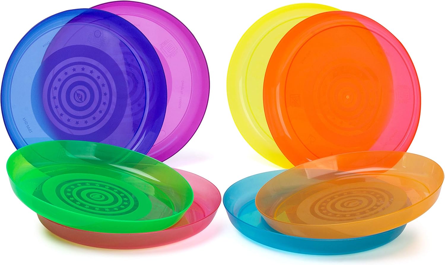 Rainbow Plastic Dinnerware Set for 8 Kids Plates Bowls Cups Reusable BPA Free F372533