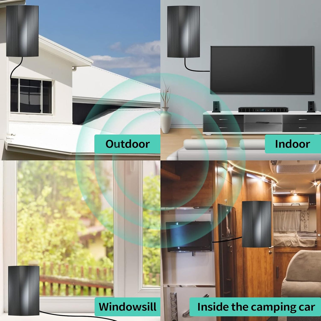 Upgraded TV Antenna 550+ Miles Indoor Outdoor Digital HDTV with Amplifier & 33FT Coaxial Cable J12971