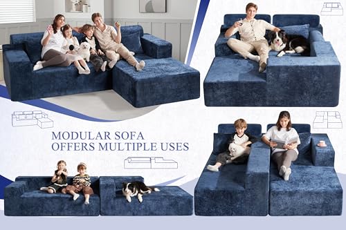 HABUTWAY 105" L-Shape Modular Sectional Sofa, Grey Velvet G848557