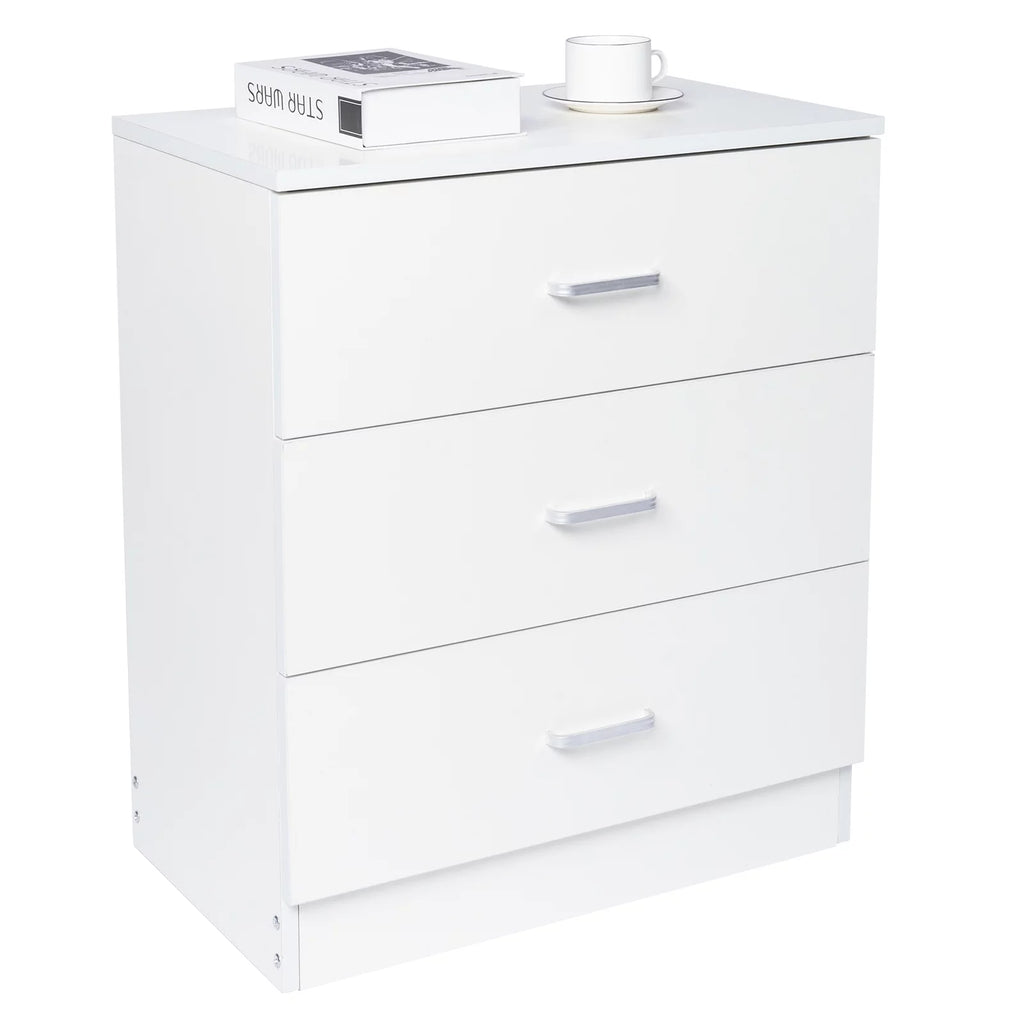 SYNGAR Modern 3-Drawer Wooden Dresser Cabinet, White R9601