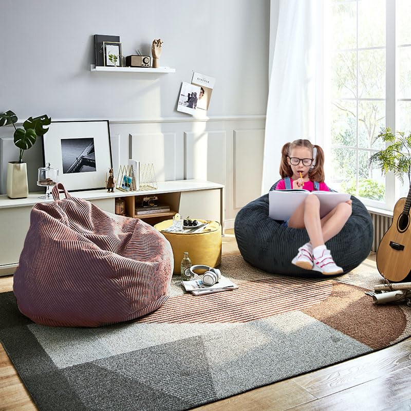 Faux Fur Bean Bag Chair for Adults with Filling, Blue J1419