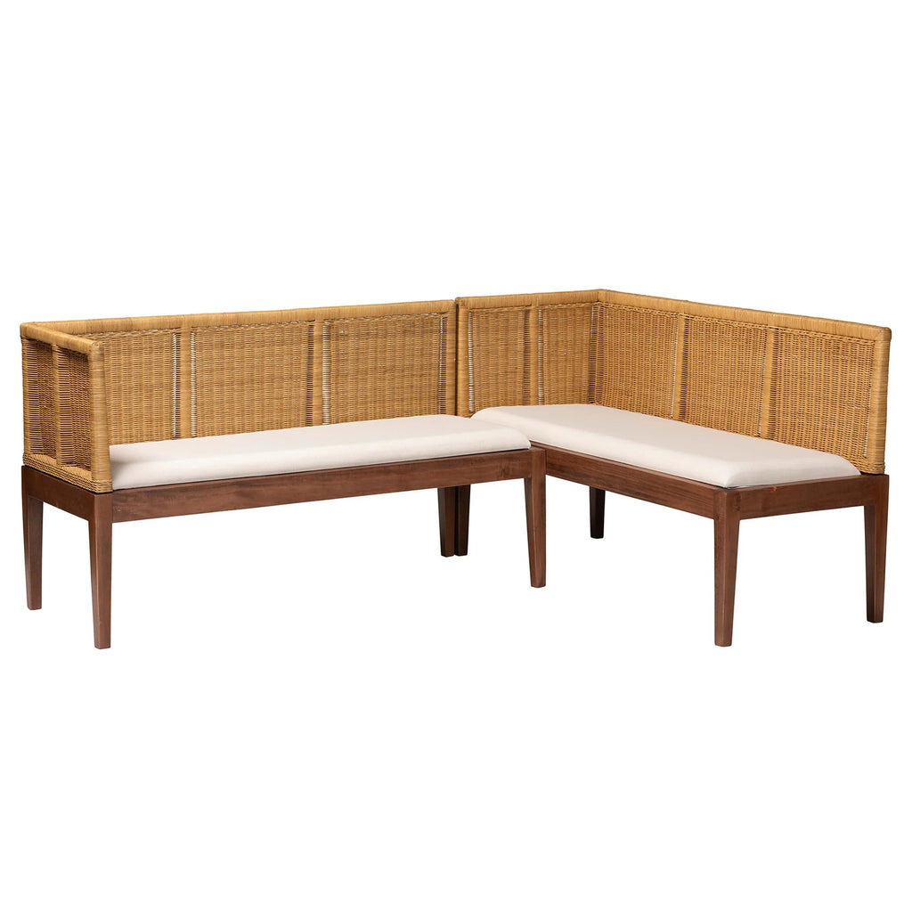 Baxton Studio Tabanan Boho Dining Banquette Set, 2-Piece, Brown X2789