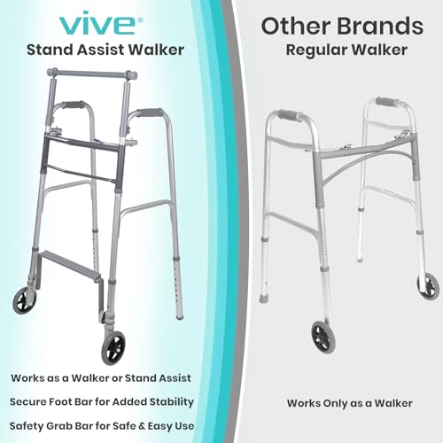Vive Sit to Stand Walker - Lightweight Folding Rollator for Seniors A92008