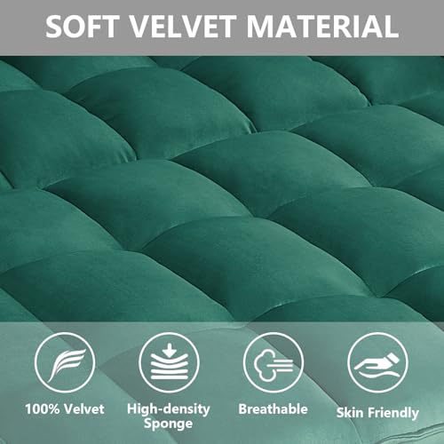 3 in 1 Convertible Sleeper Sofa Bed Futon with Adjustable Backrest, Velvet, Black Q74350