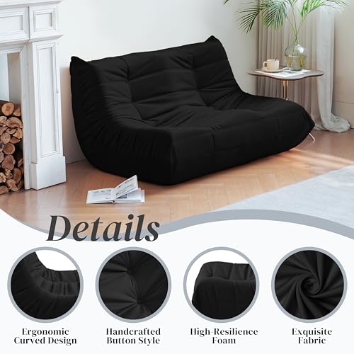 Bean Bag Chair for Adults Suede Microfiber Fireside Floor Chair 3-Seater Beige F151744