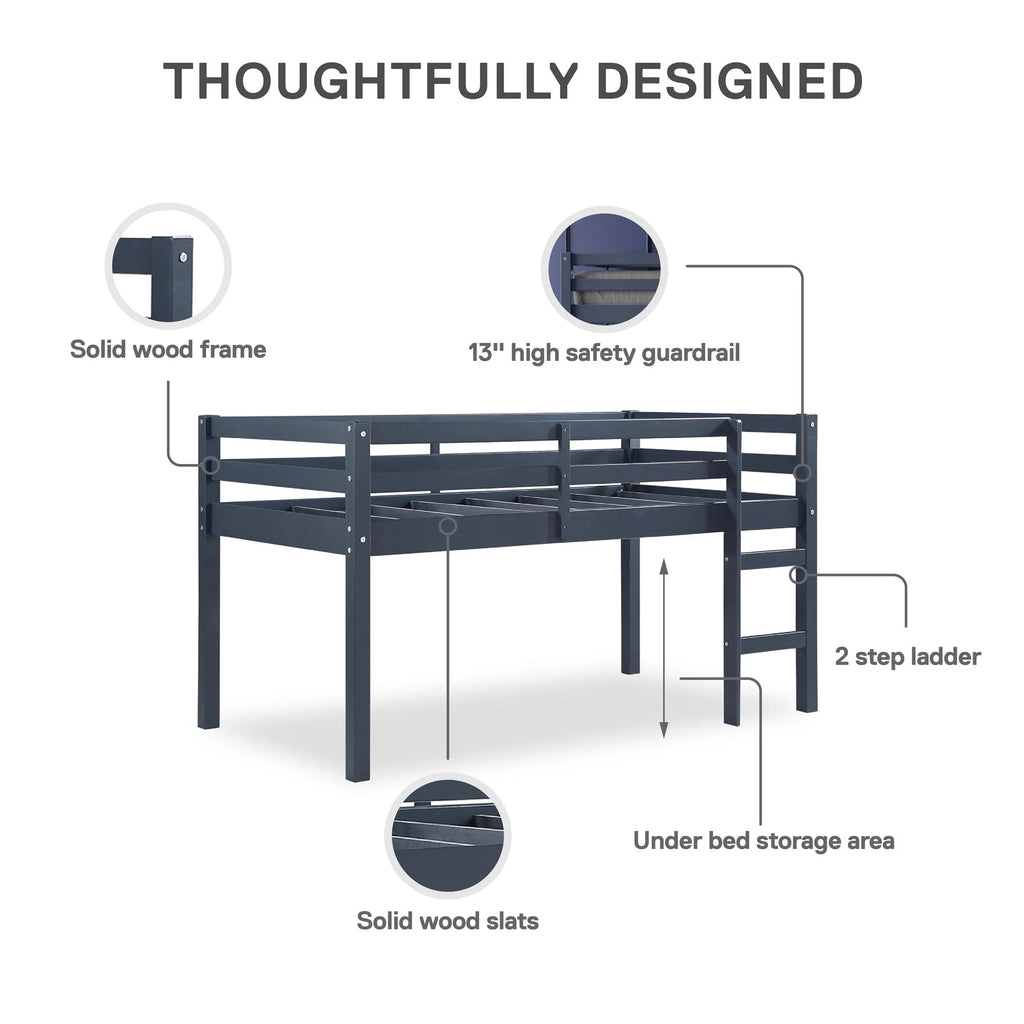 DHP Benson Junior Twin Loft Bed, Blue A41957