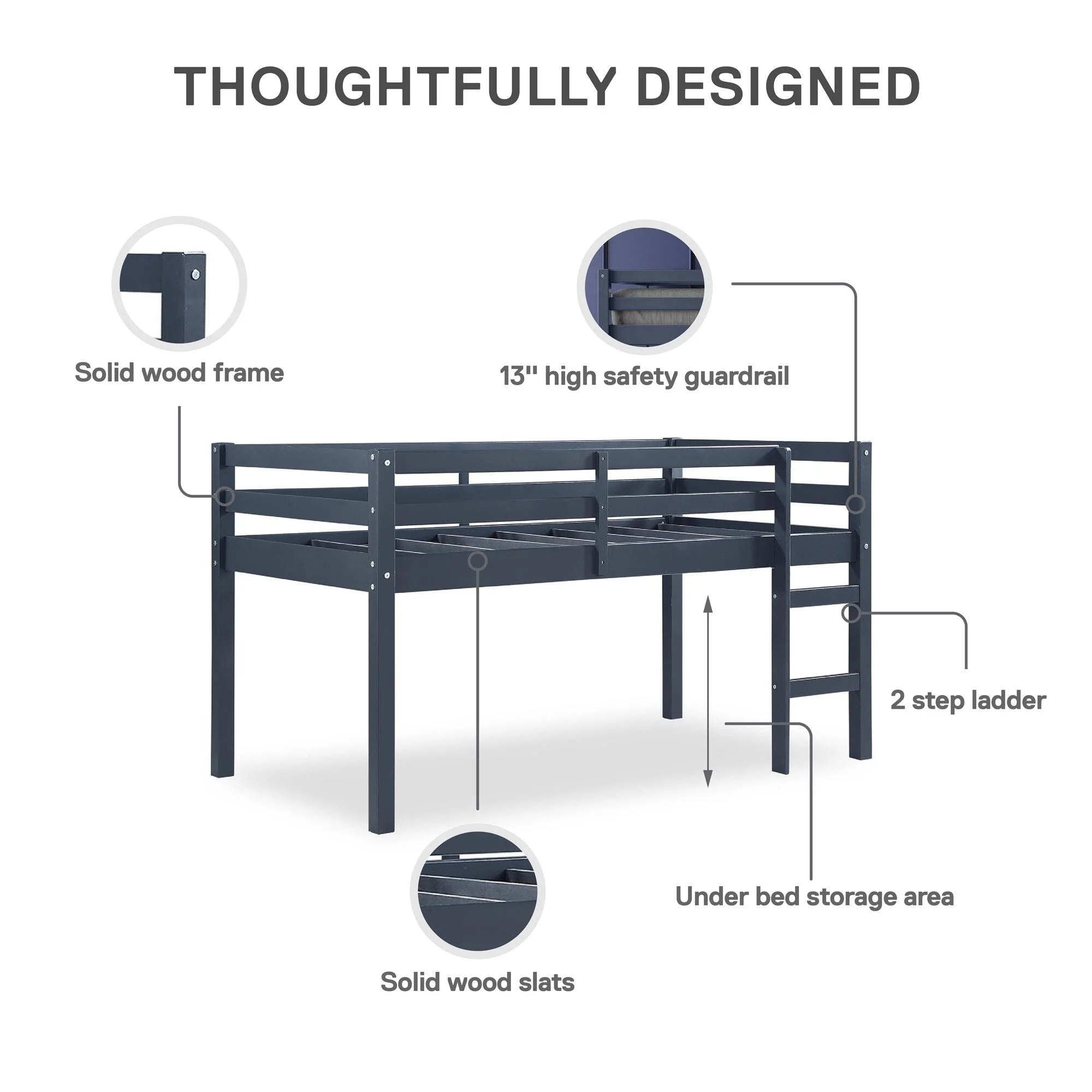 DHP Benson Junior Twin Loft Bed, Blue A41957