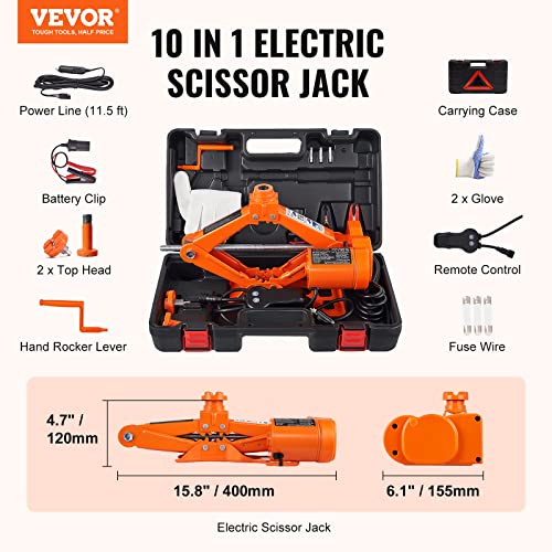 VEVOR Electric Car Jack 3 Ton 12V Scissor Jack with Remote Control P4998