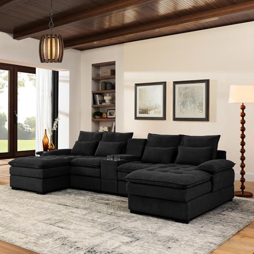 Oversized Modular Sectional Sofa with Movable Ottoman E909