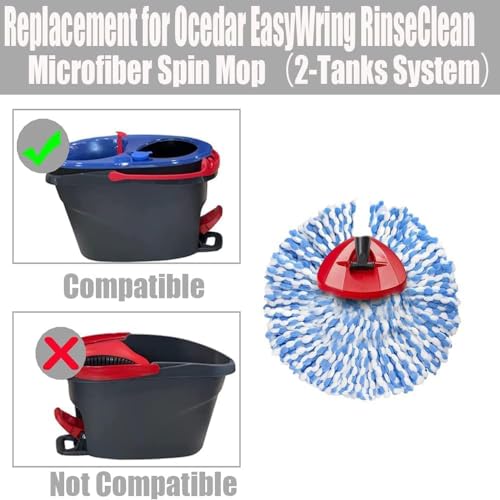 Spin Mop Replacement Head, Base & Handle Compatible with O-Cedar EasyWring RinseClean N925