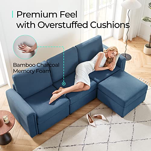 LINSY HOME Modular U Shaped Sectional Sofa with Storage, Blue M8981