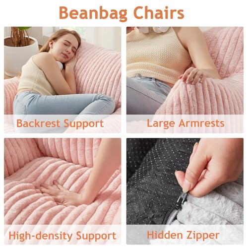 Giant Bean Bag Chair with Filling and Armrests for Adults Teens P241564