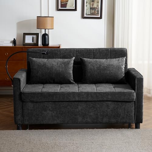 Merax 3 in 1 Convertible Sleeper Sofa Bed Futon with USB Ports, Brown V2286