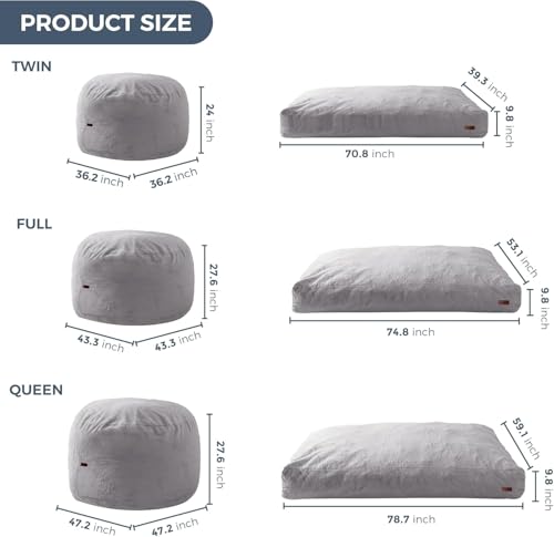 MAXYOYO Giant Bean Bag Chair Bed for Adults, Convertible Floor Sofa G466