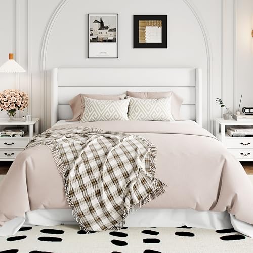 Allewie Full Size Lift Up Storage Bed with Wingback Headboard, Light Beige C85153