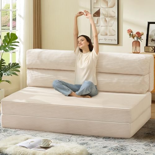 Folding Sofa Bed Convertible Sleeper Chair with Pillow, Grey D49904
