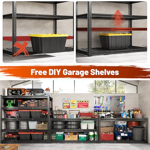 REIBII 48" W Garage Shelving 3000LBS Heavy Duty Metal Storage Shelves J429