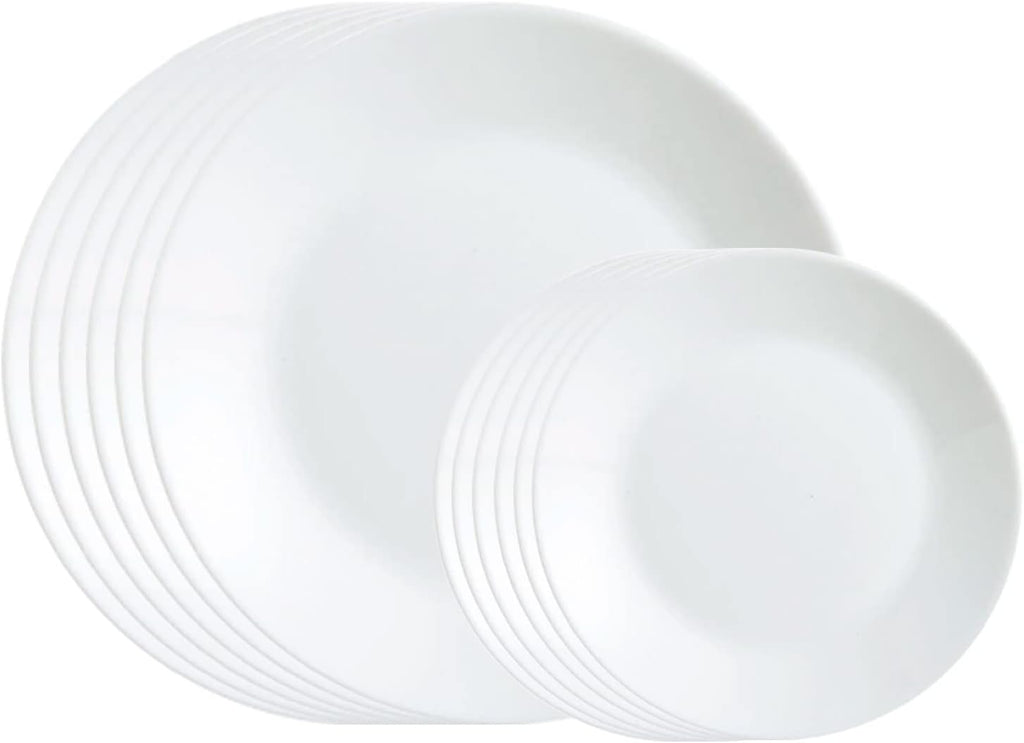 Corelle Winter Frost White Dinner and Bread & Butter Plates - 6 of Each (Total of 12 Plates)