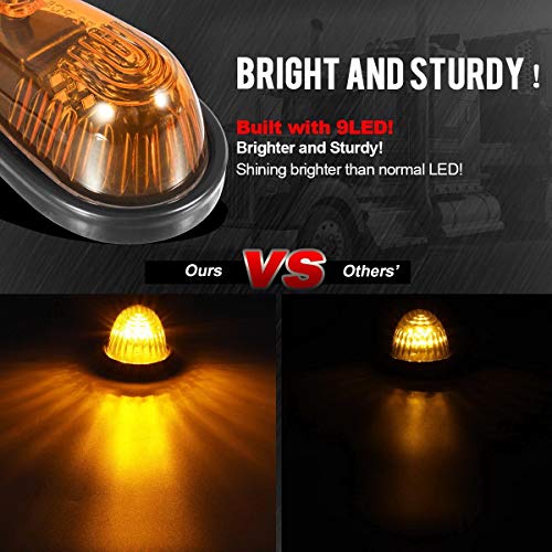 Partsam Amber Teardrop Cab Light 9LED 5pcs with Wiring for Trucks, Vans, Pickups, Semis and RVs X418033