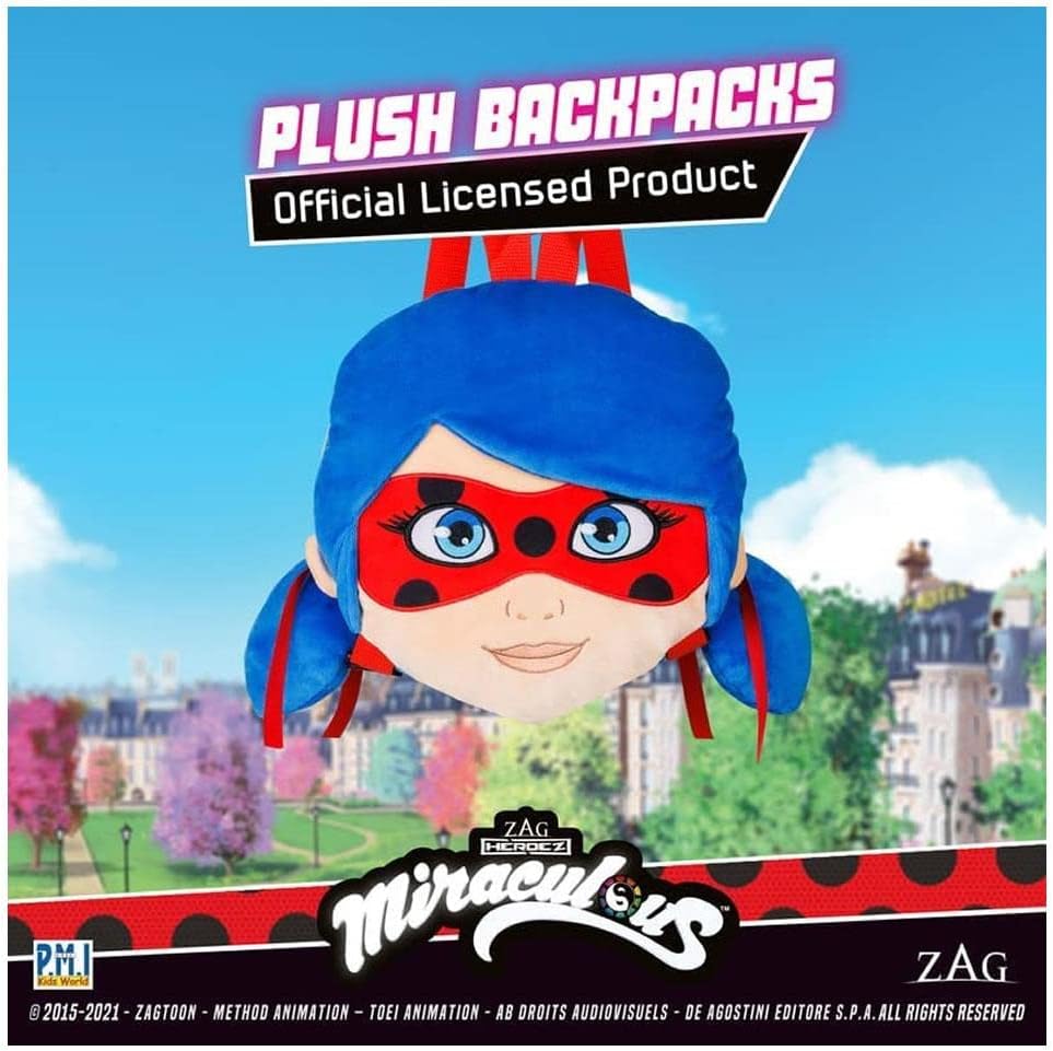 P.M.I. Miraculous Ladybug Plush School Backpack 12-Inch Collectible O676