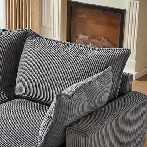 Oversized Modular Sectional Sofa with Movable Ottomans, U-Shaped Chenille J2923