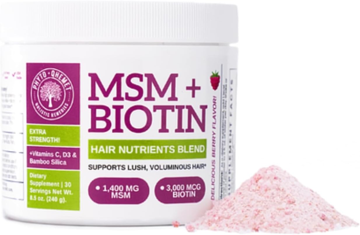 Qhemet Biologics MSM + Biotin Hair Nutrient Blend Powder, 8.5 oz D125