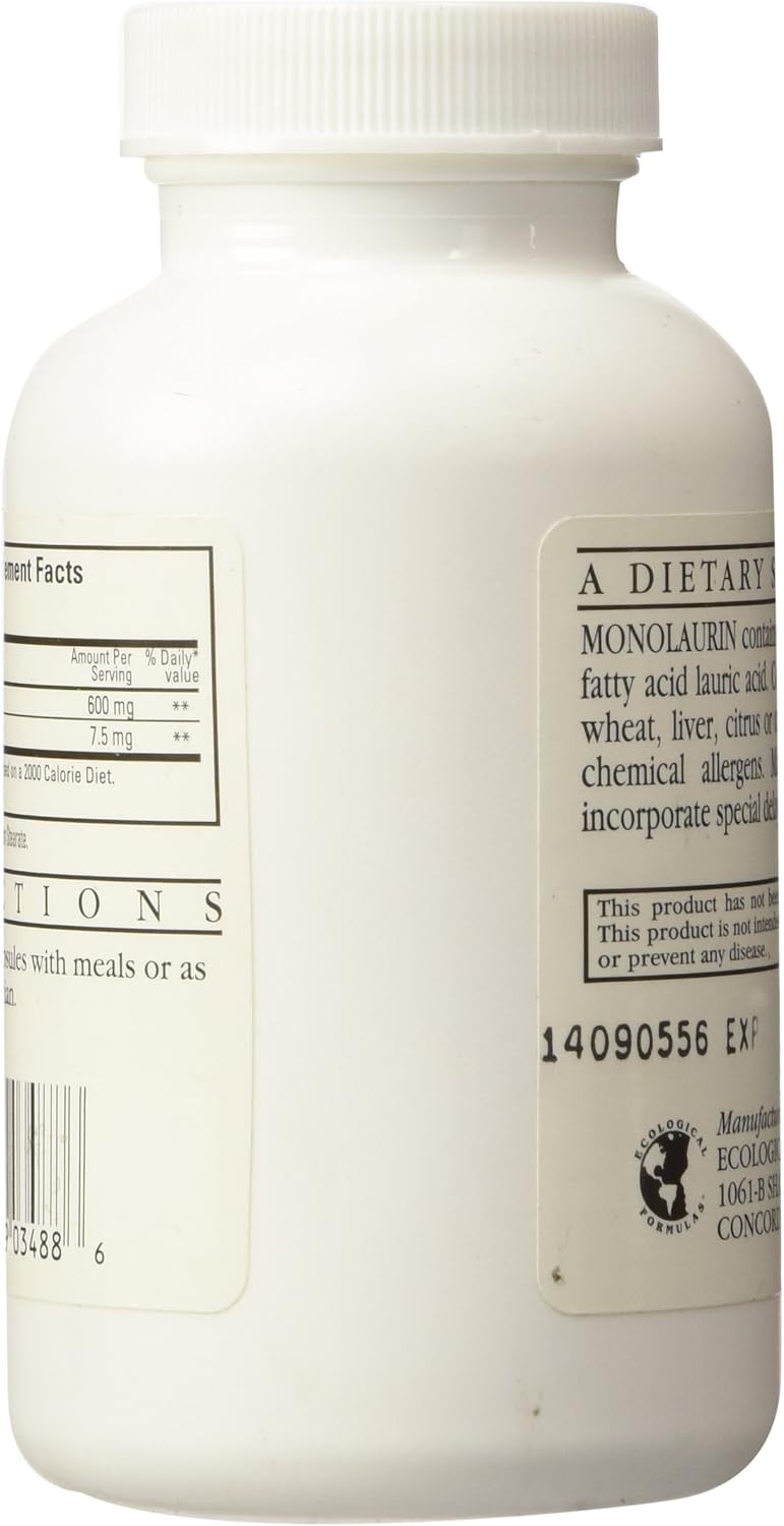 Ecological Formulas Monolaurin 600mg 90 Capsules K812