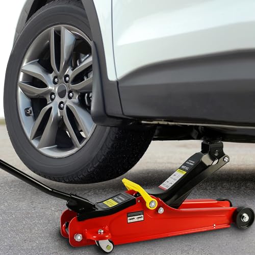 Pvillez Floor Jack, Heavy Duty Hydraulic Low Profile Steel Racing Jack, 2 Ton Capacity Blue H10635