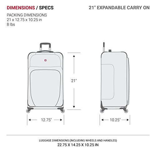 SwissGear Sion Softside Expandable Carry-On Luggage, 21-Inch, Teal U9978