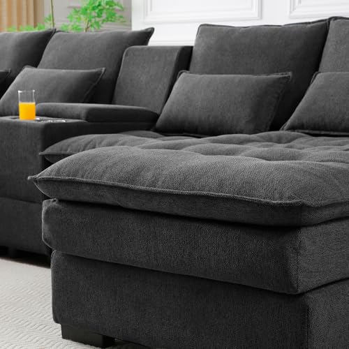 Oversized Modular Sectional Sofa with Movable Ottoman E909