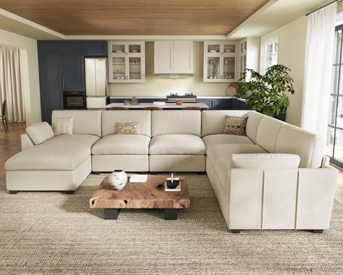 Belffin Extra Large Modular Sectional Sofa, 4-Seater L Shaped Velvet Couch, Black A1471