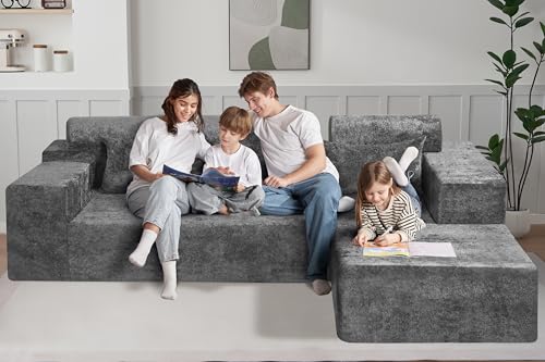 HABUTWAY 105" L-Shape Modular Sectional Sofa, Grey Velvet G848557