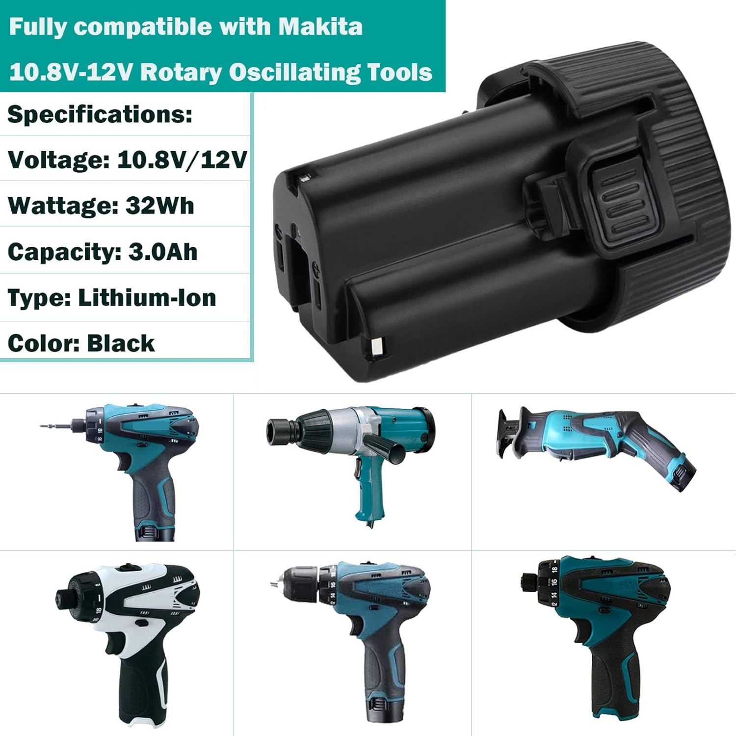 CREABEST 2-Pack 3000mAh BL1013 Battery for Makita 10.8V Tools Y919