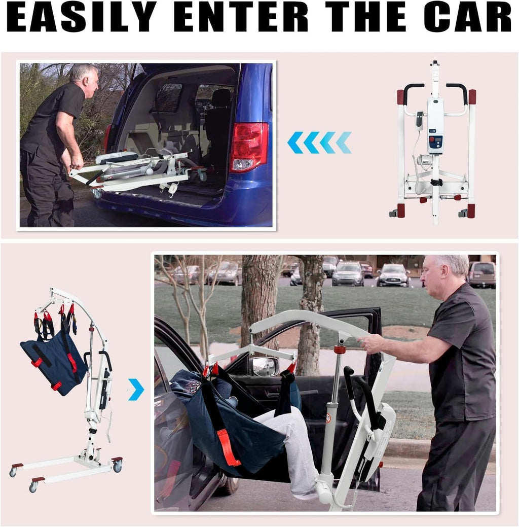 Foldable Electric Patient Transfer Lift with 2 Slings, 500lbs Capacity W76098