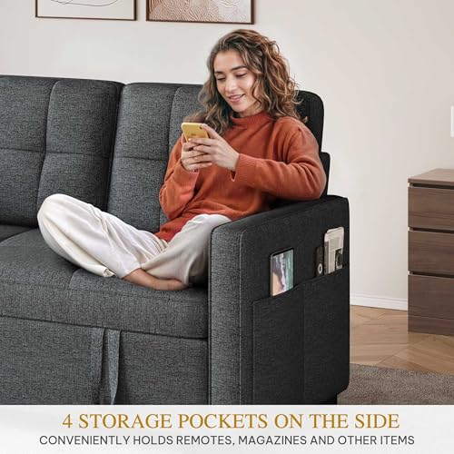YITAHOME 55" Convertible Sofa Bed 3-in-1 Sleeper Sofa with Iron Frame, Grey L176893