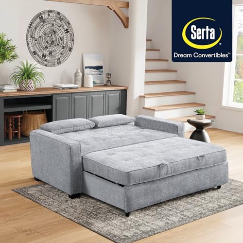 Serta Ainsley Convertible Sleeper Sofa Queen Size Navy Velvet V951