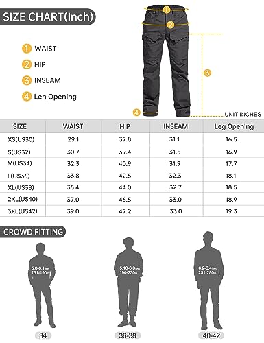 FREE SOLDIER Men's Cargo Pants Tactical Stretch Ripstop Work Pants E237