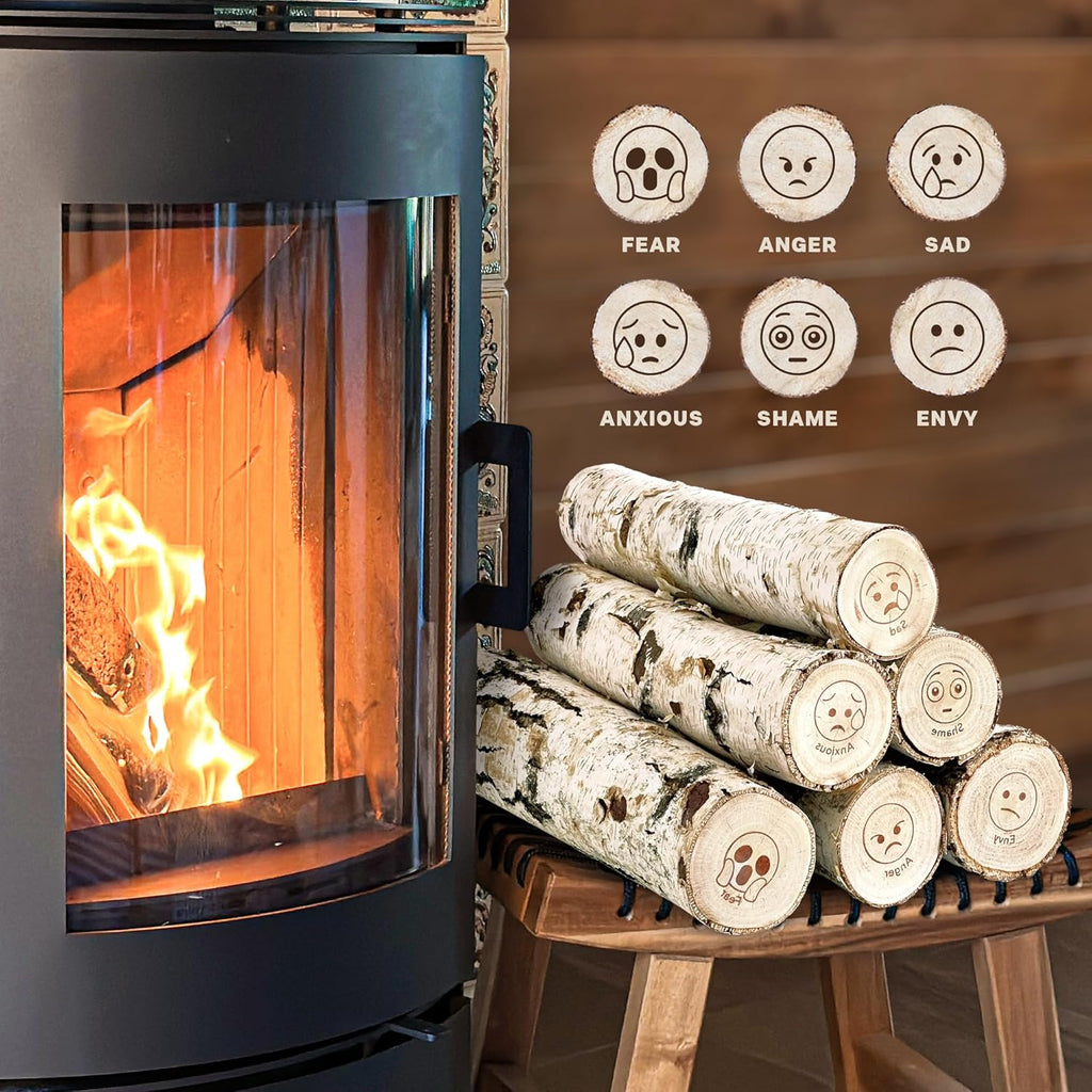 White Birch Logs for Fireplace Decorative, Pack of 6 T43402