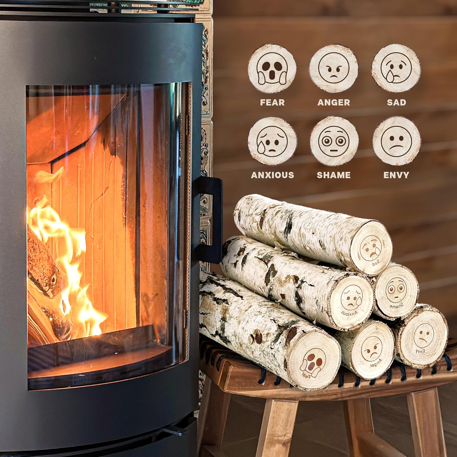 White Birch Logs for Fireplace Decorative, Pack of 6 T43402
