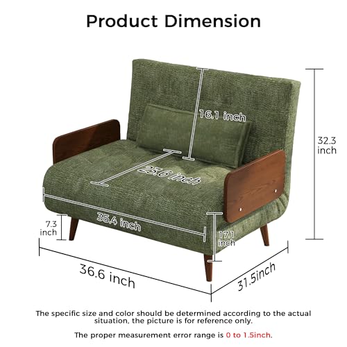 Convertible Chair Bed Sleeper for Adults with Wooden Arms, Linen G638