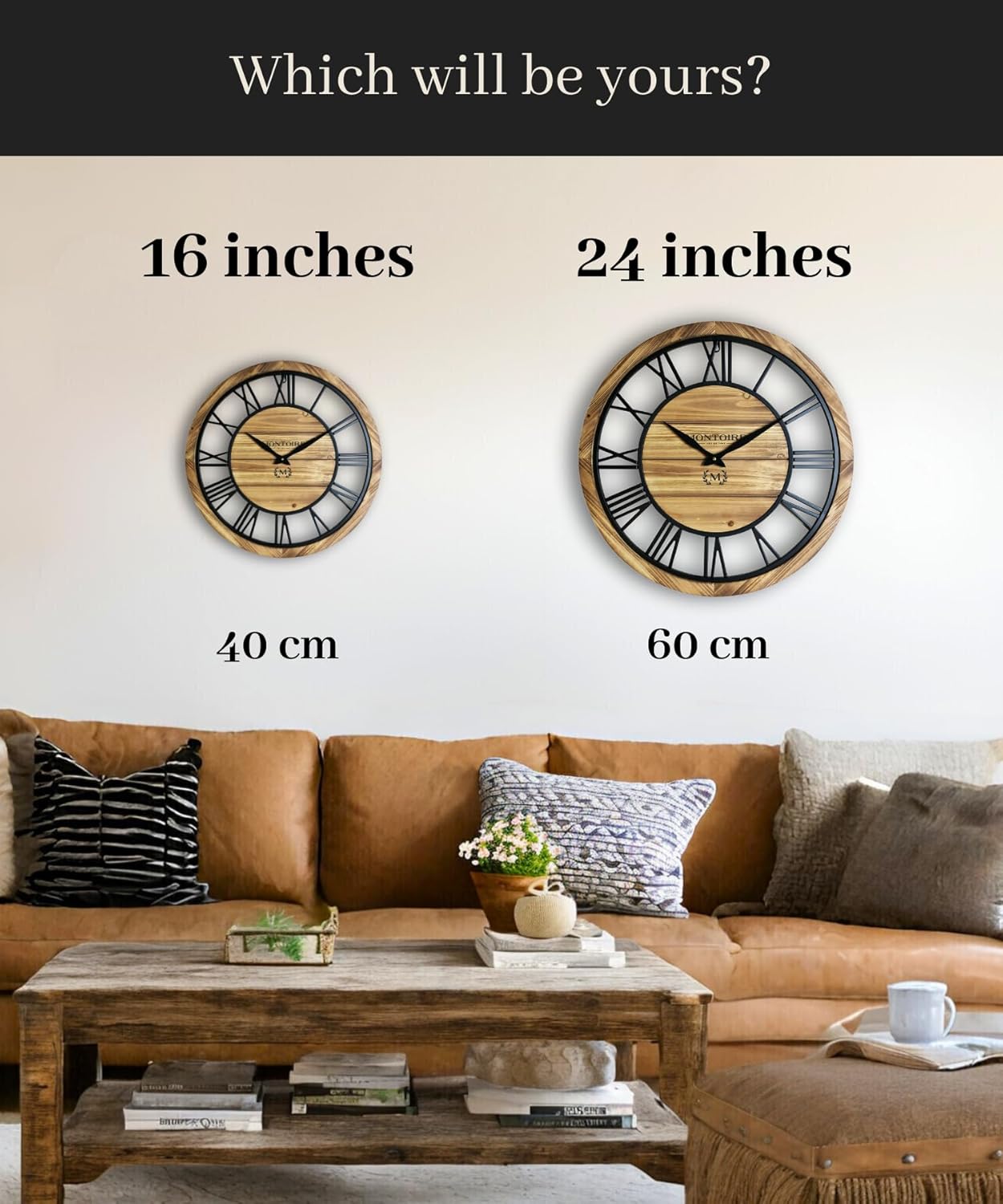 24 Inch Farmhouse Wall Clock with Roman Numerals T5972