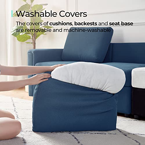 LINSY HOME Modular U Shaped Sectional Sofa with Storage, Blue M8981