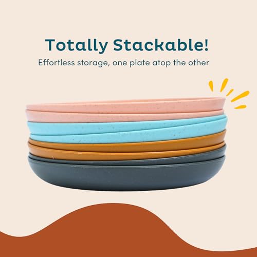 Deep Wheat Straw Plates - Reusable Dinnerware Set for 8, Pastel 9" U1570
