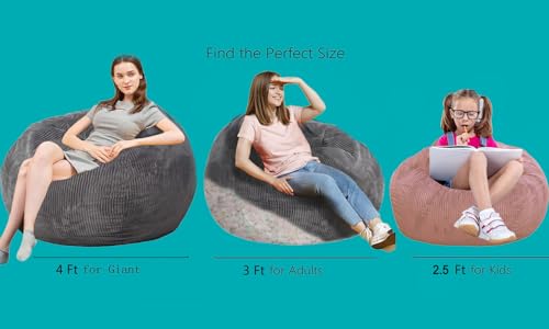 Faux Fur Bean Bag Chair for Adults with Filling, Blue J1419