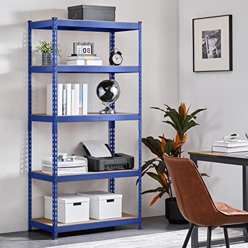 Yaheetech 5-Tier Heavy Duty Garage Shelving Unit, Adjustable Metal Storage Rack, Blue J339478
