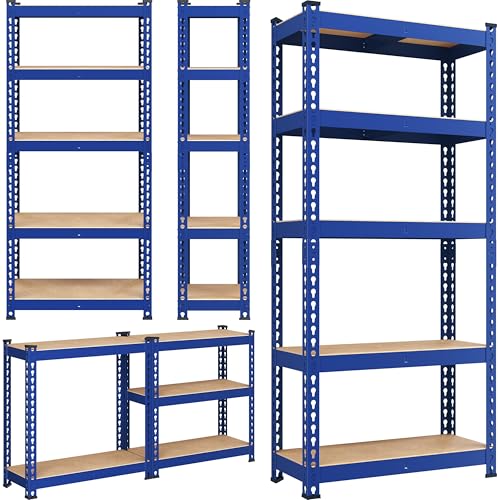 Yaheetech 5-Tier Heavy Duty Garage Shelving Unit, Adjustable Metal Storage Rack, Blue J339478