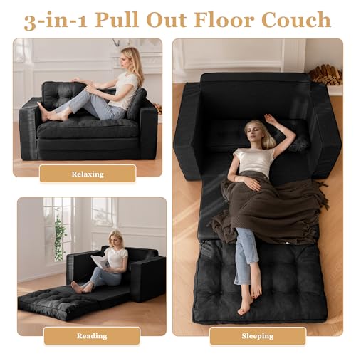 YOSHOOT Loveseat Sleeper Sofa 55" Convertible Sofa Bed Couch with Reclining Backrest U145129