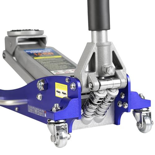 Pvillez Floor Jack, Heavy Duty Hydraulic Low Profile Steel Racing Jack, 2 Ton Capacity Blue H10635