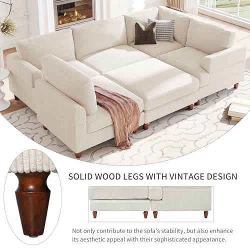 Oversized Modular Sectional Sofa with Movable Ottoman E909