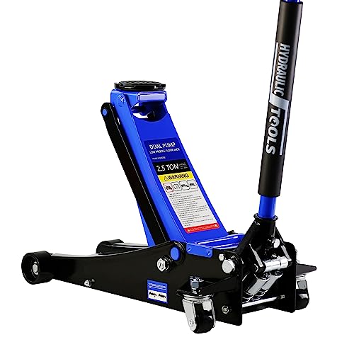 Pvillez Floor Jack, Heavy Duty Hydraulic Low Profile Steel Racing Jack, 2 Ton Capacity Blue H10635